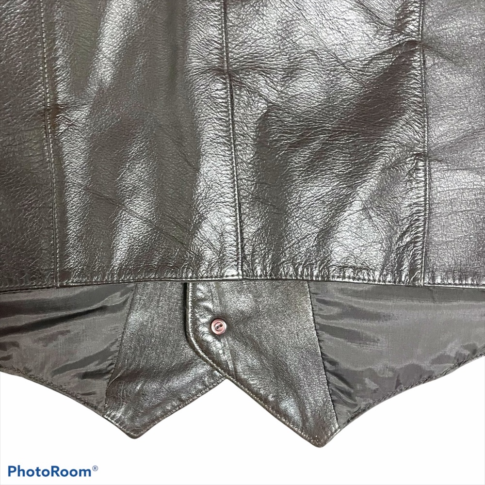 Adler Vintage leather button moto vest brown L - Picture 8 of 16